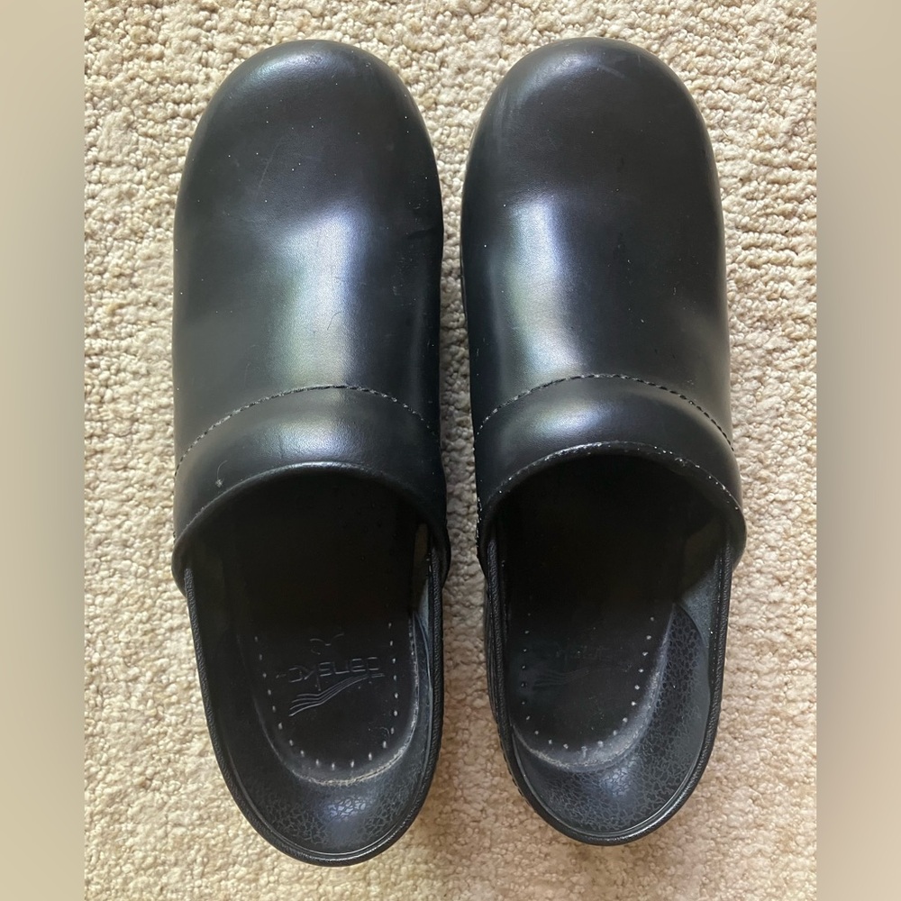 Dansko Black Leather Clogs